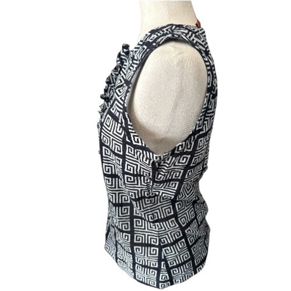 Tory Burch Sleeveless Greek Key Print Cotton Top 6 - Picture 4 of 8
